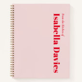 ミニマルシンプル赤面レッドモノグラム名レシピ ノートブック (正面)