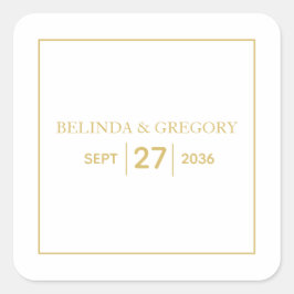 ミニマルシンプル金ゴールドブラック&ホワイト結婚ズ スクエアシール