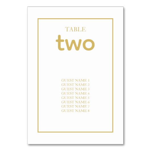 ミニマルシンプル金ゴールドブラック&ホワイト結婚ズ テーブルナンバー (正面)