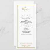 ミニマルシンプル金ゴールドブラック&ホワイト結婚ズ メニュー (正面/裏面)