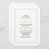 ミニマルシンプル金ゴールドブラック&ホワイト結婚ズ 招待状 (正面/裏面)