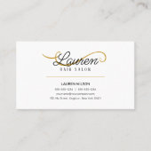 ミニマルシンプル金ゴールドヘアサロンヘアスタイリスト 名刺 (正面)