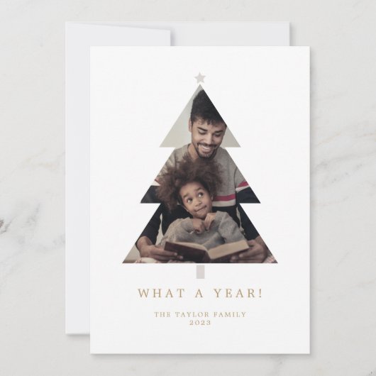 ミニマルシンプル金ゴールド何A年クリスマス シーズンカード (正面)