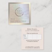 ミニマルシンプル金ゴールド箔あなたのロゴをホログラフィー 予約カード (正面/裏面)