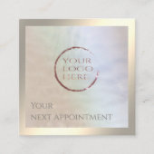 ミニマルシンプル金ゴールド箔あなたのロゴをホログラフィー 予約カード (正面)