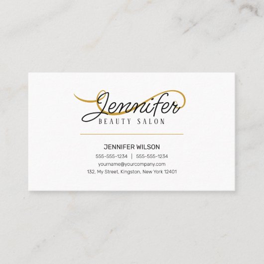 ミニマルシンプル金ゴールド美しいサロンエステティシャン 名刺 (正面)