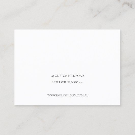 ミニマルシンプル黒と白のダークブレスレットディスプレイ 名刺 (裏面)