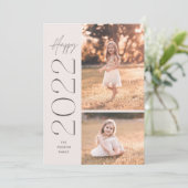 ミニマルシンプル2022年ハッピー2枚写真H シーズンカード (スタンド正面)