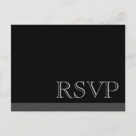 ミニマルシンプルBasic Black RSVP インビテーションポストカード