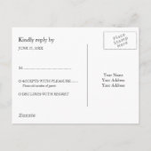 ミニマルシンプルBasic Black RSVP インビテーションポストカード (裏面)