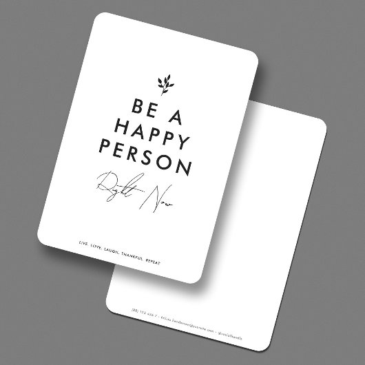 ミニマルシンプルBe a Happy Person引用文 サンキューカード