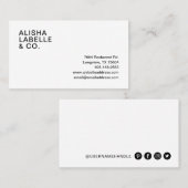 ミニマルシンプルBlack & White Social Media 名刺 (正面/裏面)