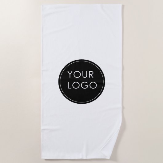 ミニマルシンプルBusiness Companyロゴホワイト ビーチタオル (正面)