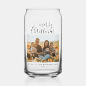 ミニマルシンプルChristmas Script家族写真 ガラス缶 (正面)
