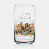 ミニマルシンプルChristmas Script家族写真 ガラス缶 (裏面)