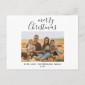 ミニマルシンプルChristmas Script家族写真 シーズンポストカード (正面)