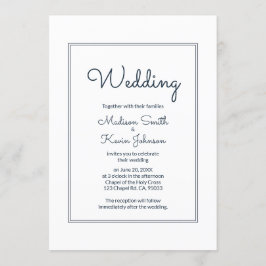 ミニマルシンプルCursiveスクリプト結婚式招待状 招待状