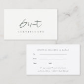 ミニマルシンプルDusky Green Scriptギフト券 名刺 (正面/裏面)