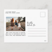 ミニマルシンプルHappy New Year Script Family Photo シーズンポストカード (裏面)