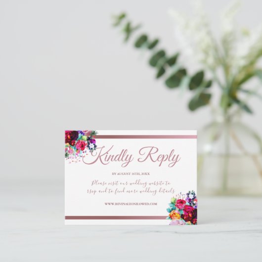 ミニマルシンプルMetal Coralフローラ結婚ズWebサイト エンクロージャーカード (スタンド正面)