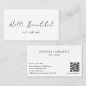 ミニマルシンプルQRコードモダン美容師エレガント 名刺 (正面/裏面)