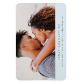 ミニマルシンプルSave the Date, Large Photo Blue マグネット (縦)