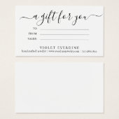 ミニマルジュエリーデザイナーギフト証明書 (正面&裏面)