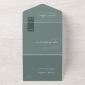 ミニマルスカンジエメラルドセージGRAY GREEN結婚's オールインワン招待状 (外側)