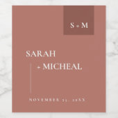 ミニマルスカンジテラコッタラストモノグラム結婚ズ ワインラベル (シングルラベル)