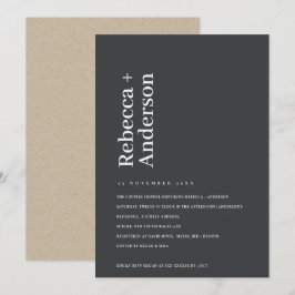 ミニマルスカンジブラック&ホワイトカップルのシャワー招待状 サンキューカード