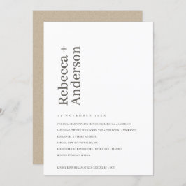 ミニマルスカンジブラック&ホワイト婚約招待状 サンキューカード