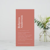 ミニマルスカンジブリックレッドブライダルシャワー招待状 サンキューカード (スタンド正面)