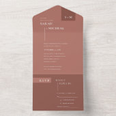 ミニマルスカンジラストテラコッタモノグラム結婚ズ オールインワン招待状 (内側)