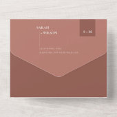 ミニマルスカンジラストテラコッタモノグラム結婚ズ オールインワン招待状 (裏面)
