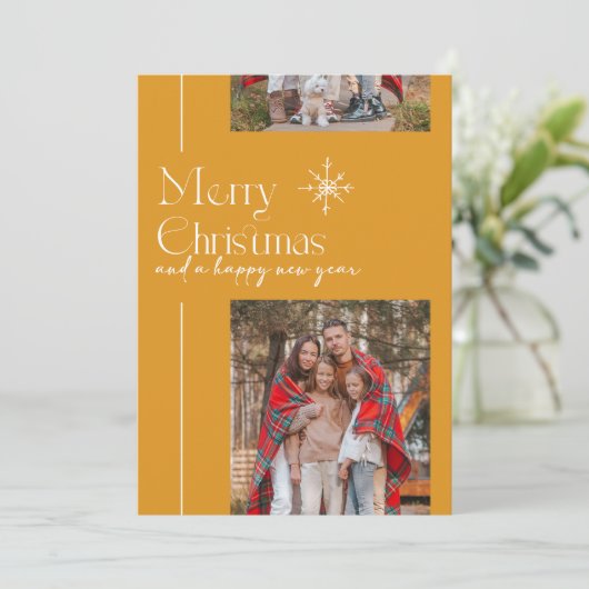 ミニマルスクラップブック | クリスマスホリデー3枚の写真 シーズンカード (スタンド正面)