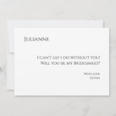 ミニマルスクリプトのブライズメイド提案 招待状 (裏面)