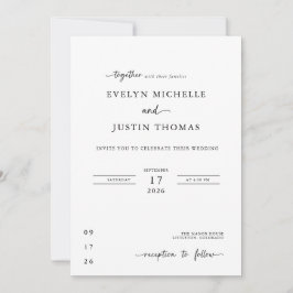 ミニマルスクリプトウェディング 招待状