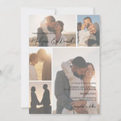 ミニマルスクリプトQrコード名6-Photo Grid結婚's 招待状 (正面)