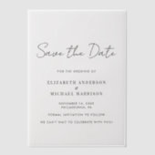 ミニマルスクリプモダント日付オーバーレイの保存 ベラム紙招待状 (正面)