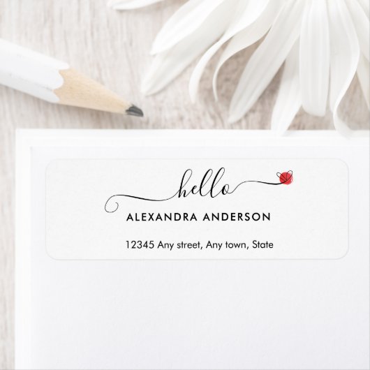ミニマルスクリプモダントHelloハート差出人住所 ラベル (インサイチュ)