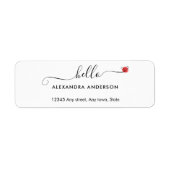 ミニマルスクリプモダントHelloハート差出人住所 ラベル (正面)