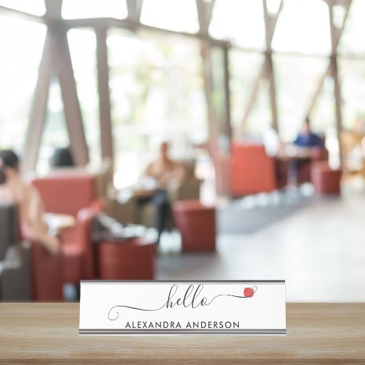 ミニマルスクリプモダントHelloハート デスクネームプレート