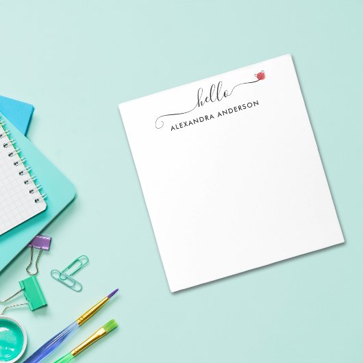 ミニマルスクリプモダントHelloハート ノートパッド