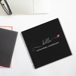 ミニマルスクリプモダントHelloハート ノートブック