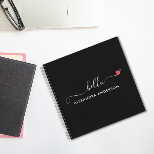 ミニマルスクリプモダントHelloハート ノートブック
