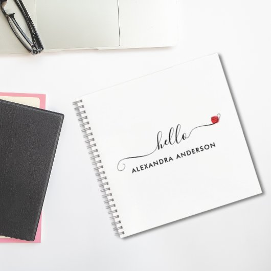 ミニマルスクリプモダントHelloハート ノートブック