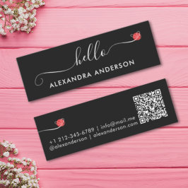 ミニマルスクリプモダントHelloハートQRコード スキニー名刺