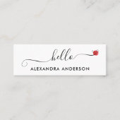 ミニマルスクリプモダントHelloハートQRコード スキニー名刺 (正面)