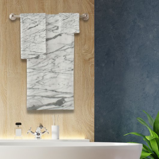 ミニマルスタイリッシュシモダンック灰大理石 バスタオルセット