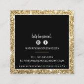 ミニマルスタイリッシュシンプル縁ど金ゴールドグリッターブラック スクエア名刺 (裏面)